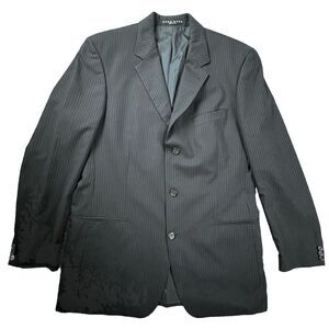 Hugo Boss 3 Button Suit‎ Coat 42L Dark Navy Striped Einstein Model Jacket